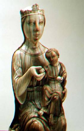 Madonna and Child, detail of ivory statue,French