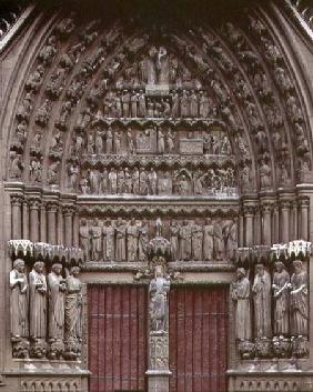 South Transcept Portal with a central trumeau figure of the Virgin and Child (c.1260) and tympanum a