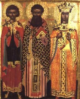 SS. Mercurios, Tryphon and Katherine,icon from the Ionian Isles