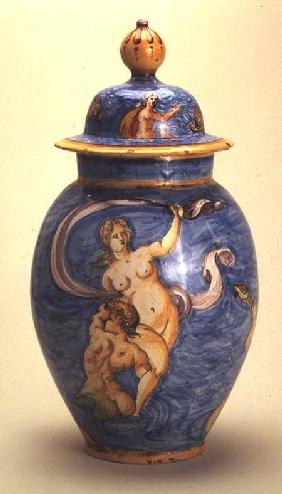 Vase, decorated with sea deities,Nevers