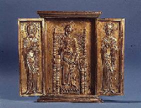 The Virgin and Child Enthroned, between St. Gregory Nazianzus and St. John Chrysostom,Byzantine icon