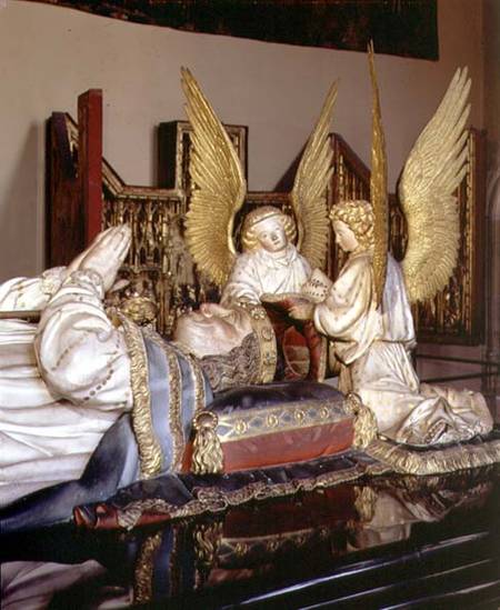 The tomb of Philip the Bolddetail of effigy and two angels od Anonymous
