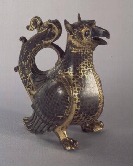 Water Jug in the shape of a griffinof gold-painted bronze and niello od Anonymous