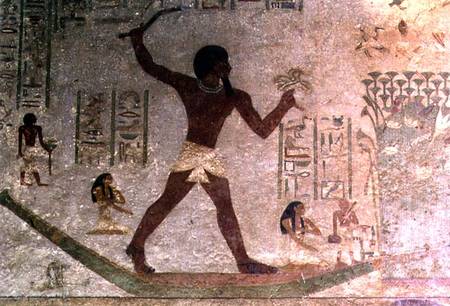Wildfowling in the Marshes, detail from a wall painting in the tomb of Khnumhotep III, Egyptian,Old od Anonymous
