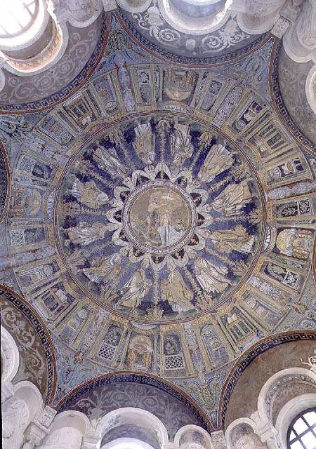 The Baptism of Christ surrounded by the Apostles, from the vault of the central dome od Anonymus
