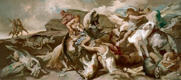 Amazons hunting wolves