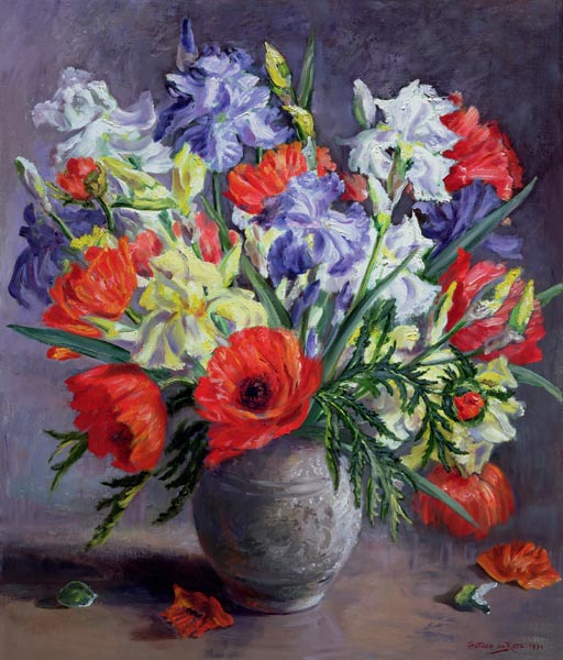 Poppies and Irises, 1991  od Anthea  Durose