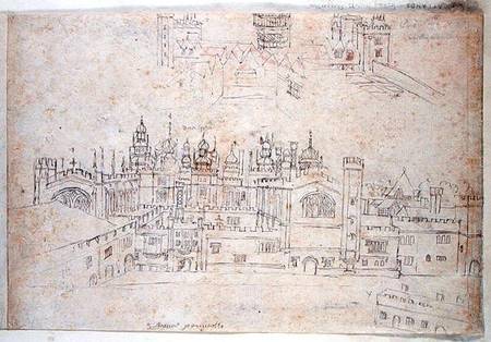 Studies of Palace of Oatlands and Hampton Court, from 'The Panorama of London' od Anthonis van den Wyngaerde