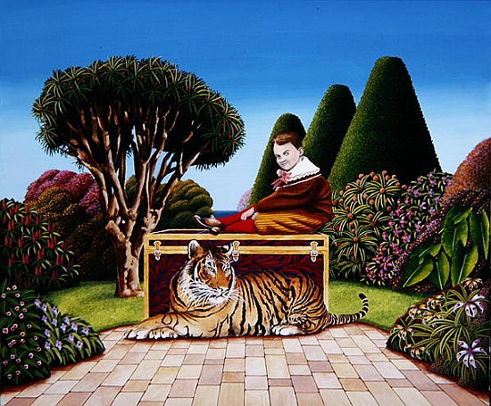 Boy with Tiger, 1984 (acrylic on board)  od Anthony  Southcombe