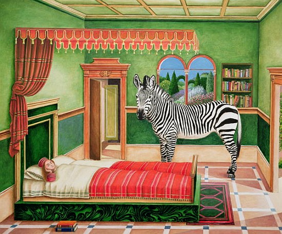 Zebra in a Bedroom, 1996 (acrylic on board)  od Anthony  Southcombe