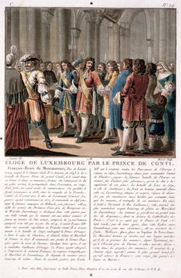 The Prince de Conti (1664-1709) praises the Duke of Luxembourg (1628-95) after his victory at the Ba od Antoine Louis Francois Sergent-Marceau