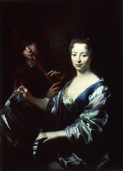 Lady playing a spinet and a flautist od Antoine Pesne