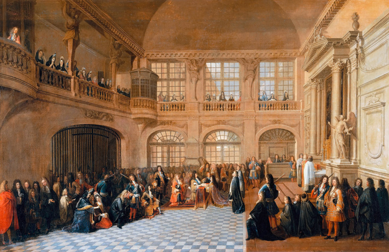 Louis XIV receiving the oath of the Marquis De Dangeau, Grand Master of the Order of Saint Lazare in od Antoine Pezey