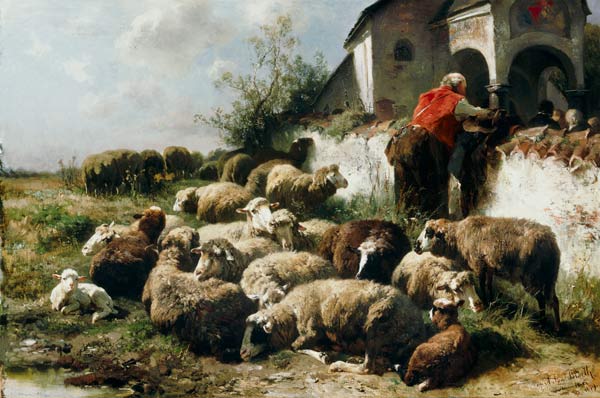 The flock of sheep od Anton Braith