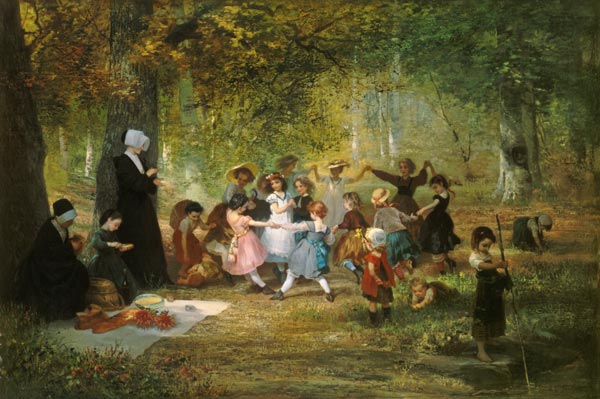 Playing children in the woods od Anton Dieffenbach
