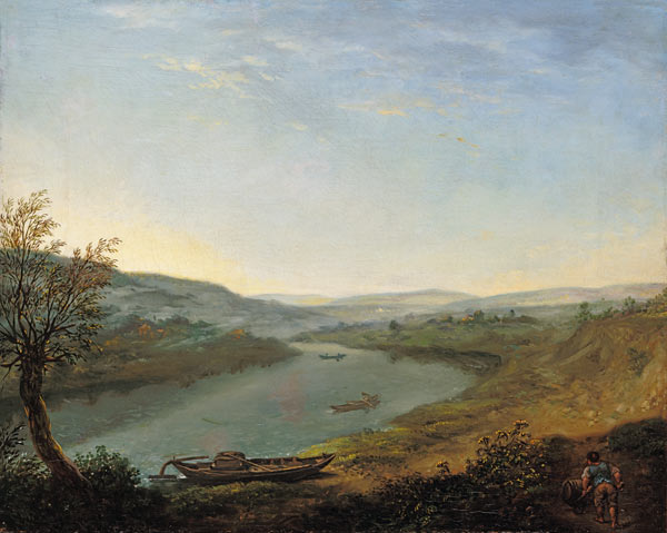 The Elbe at blowing joke above Dresden in the morning od Anton Graff