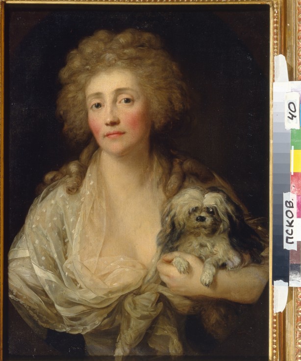 Portrait of Anna Oraczewska with the Dog od Anton Graff