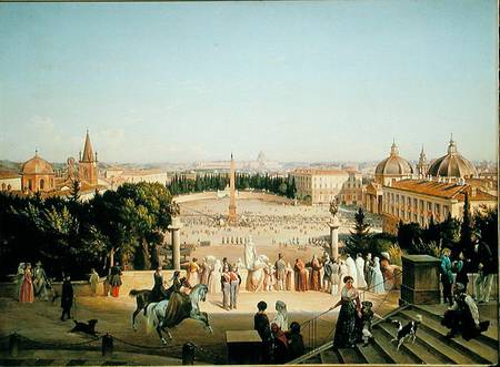 View of the Piazza del Popolo, Rome od Anton Ivanovich Ivanov
