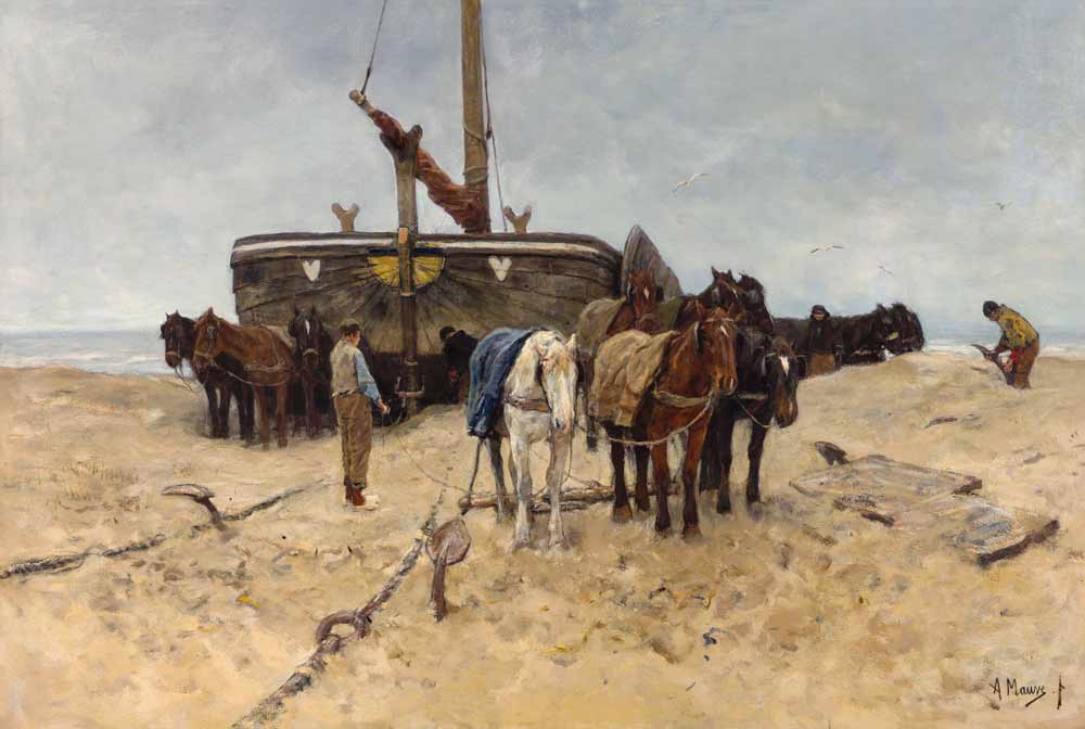 Fishing boat on the beach od Anton Mauve