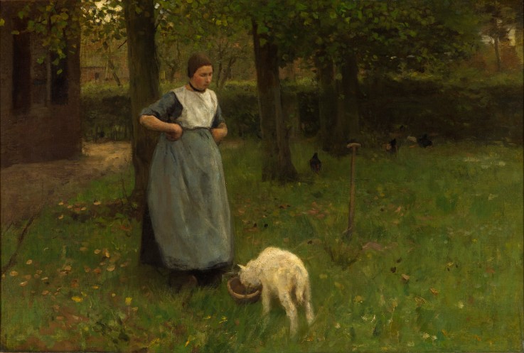 Woman from Laren with lamb od Anton Mauve