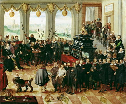 Presentation of the Pomeranian Kunstschrank to Duke Philip II of Pomerania-Stettin (1606-18) in 1617 od Anton Mozart
