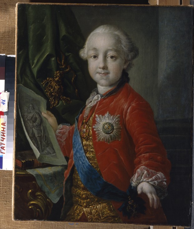 Portrait of Grand Duke Pavel Petrovich (1754-1801) as child od Anton Pawlowitsch Lossenko