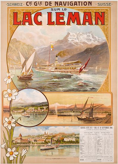 Poster advertising Lac Leman , Switzerland od Anton Reckziegel