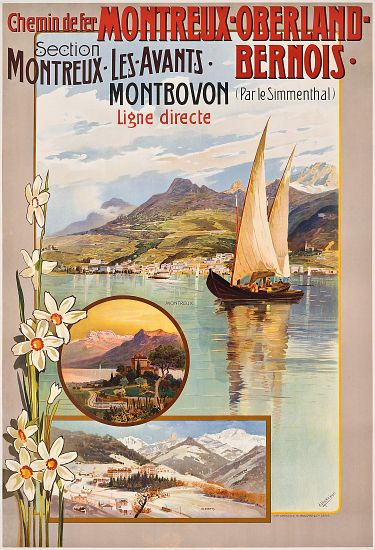 Poster advertising Montreux-Oberland-Bernois train journeys od Anton Reckziegel