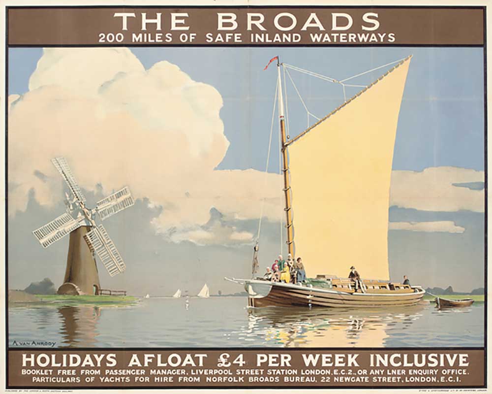 The Broads: Holidays Afloat, an advertising poster od Anton van Anrooy