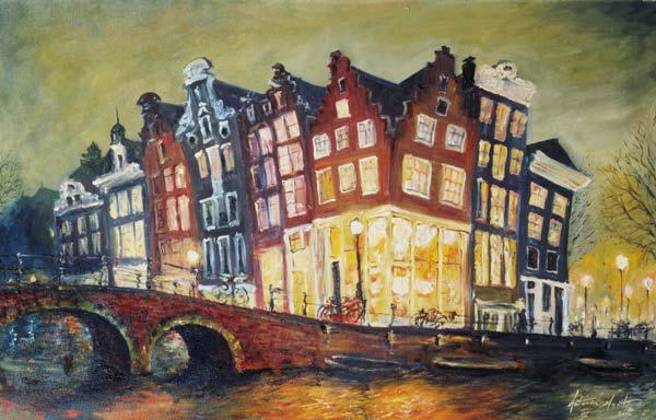 Bright Lights, Amsterdam, 2000 (oil on canvas)  od Antonia  Myatt