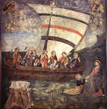 Christ walking on the water, after the 'Navicella' by Giotto od Antoniazzo Romano