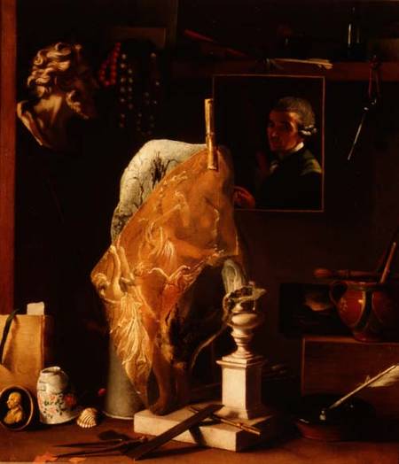Still life of Objects with Self Portrait od Antonio Cioci or Ciocchi