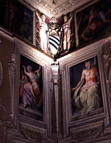 The 'Galleria', detail of stucco and fresco decoration of prophets and sibyls based on Michelangelo' od Antonio da Sangallo the Younger and Nanni di Baccio Bigio