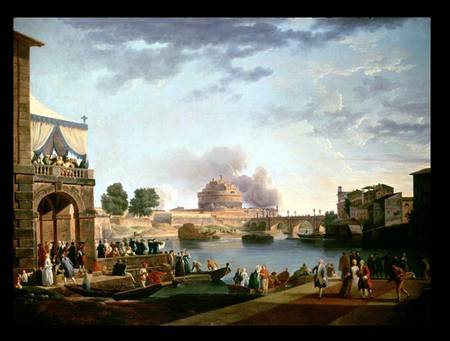 The Election of the Pope with the Castel St. Angelo, Rome in the background od Antonio Joli