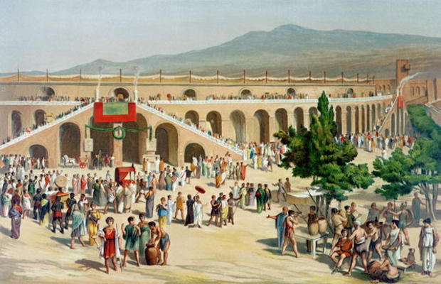 A Market in Pompeii (colour litho) od Antonio Niccolini