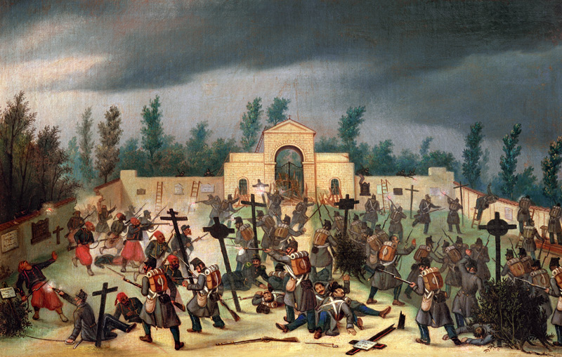 Scene from the Battle of Solferino: Fighting in the Cemetery od Antonio Spandri
