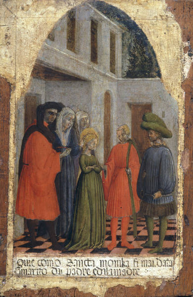 Vivarini, Antonio c.1415 - 1476/84. ''The marriage of Saint Monica'', undat. On wood, 46.5 x 31.5cm. od Antonio Vivarini