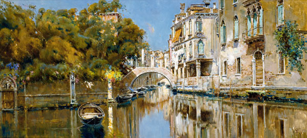 A Sunlit Canal, Venice od Antonio María De Reyna Manescau
