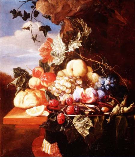 Still life with fruit and flowers od Arie de Vois