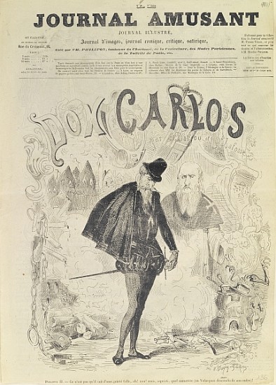 Front page of ''Le Journal Amusant'', with a caricature of Don Carlos, from the opera ''Don Carlos'' od Arjou Henri Darfou