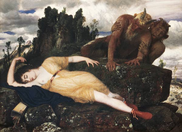 Sleeping Diana Watched by Two Fauns od Arnold Böcklin