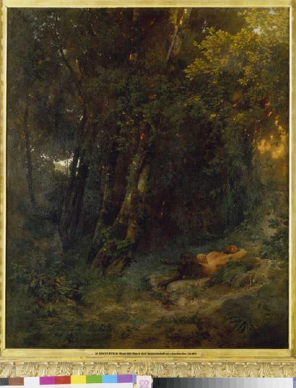 Woodland landscape with resting Pan od Arnold Böcklin
