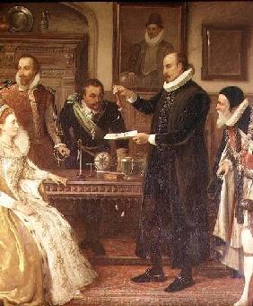 Dr William Gilberd (1540-1603) Showing his Experiment on Electricity to Queen Elizabeth I and her Co