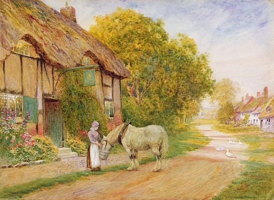 Outside the Village Inn od Arthur Claude Strachan