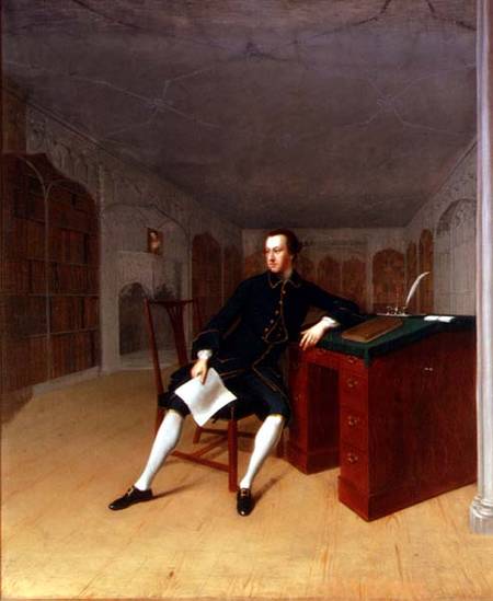 Sir Roger Newdigate in the Library at Arbury od Arthur Devis