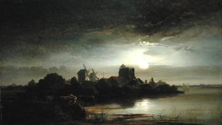 A Village by Moonlight od Arthur Gilbert