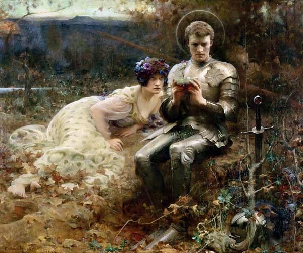 The Temptation of Sir Percival, 1894 (oil on canvas) od Arthur Hacker