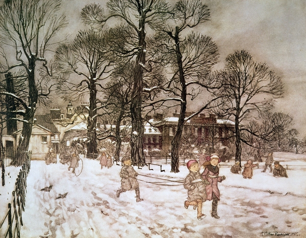 Winter in Kensington Gardens from Peter Pan in Kensington Gardens  by J.M. Barrie od Arthur Rackham