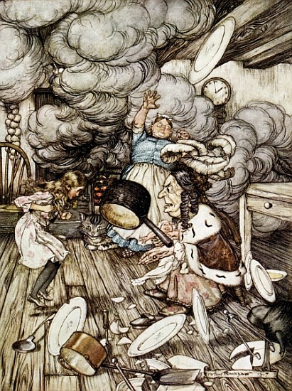 In the Duchess''s Kitchen, illustration to ''Alice''s Adventures in Wonderland'' Lewis Carroll (1832 od Arthur Rackham