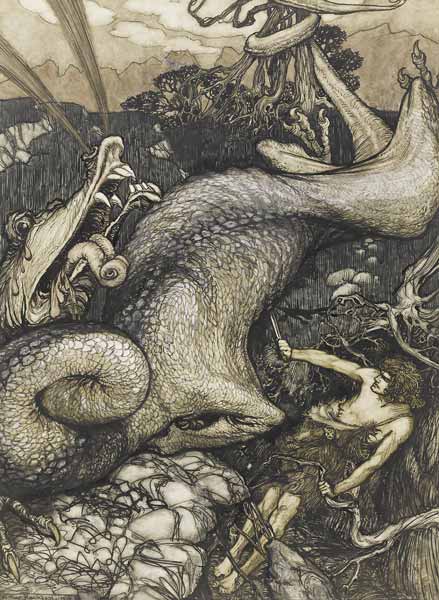 Sigurd the Dragon Slayer od Arthur Rackham